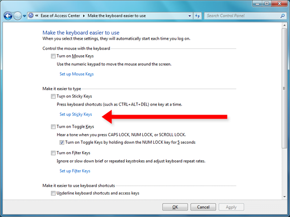 How To Turn Off Sticky Keys In Windows 10 Windows 7 - laptop roblox keyboard controls