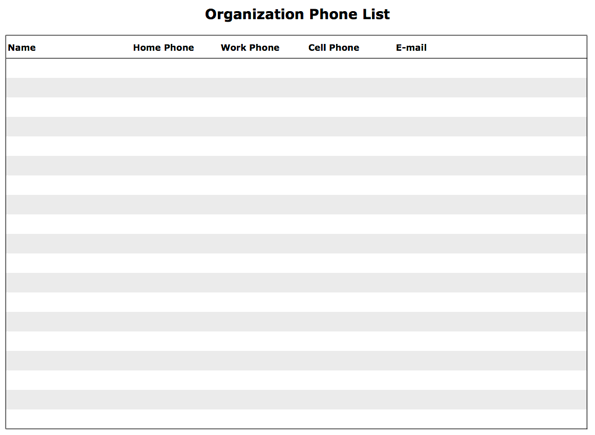 telephone-list-template