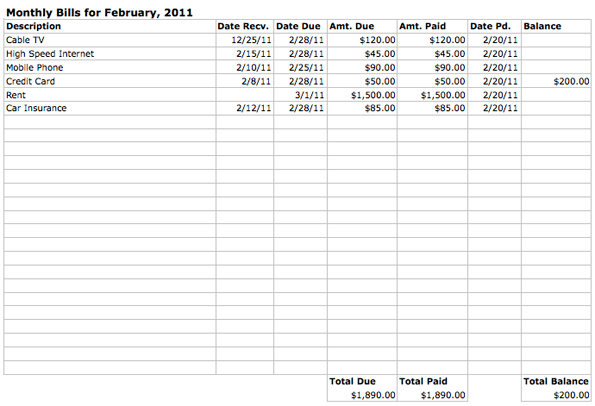 Excel Template For Bills from www.ofzenandcomputing.com