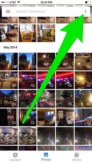 Screenshot of a grid of pictures and the Google Photos search toolbar at the top