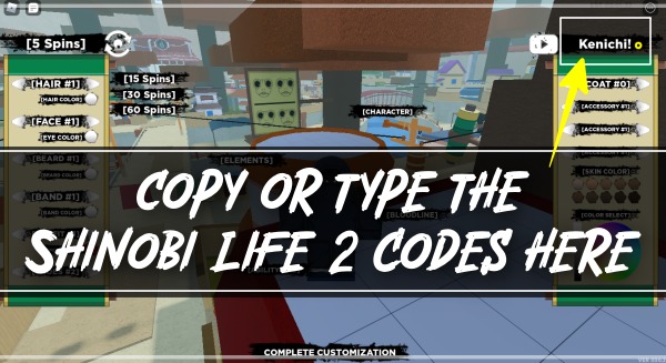 copy or type the Shinobi life 2 Codes