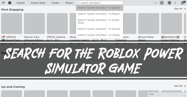 Search for the Roblox Power Simulator Game