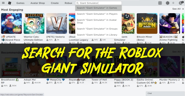 search for the Roblox giant simulator
