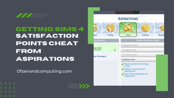 Getting Sims 4 Satisfaction Points Cheat from Aspirations 