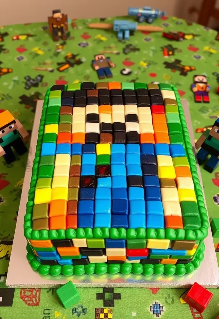 Minecraft Blocky Cake Ideas: Pixelated Character Cake