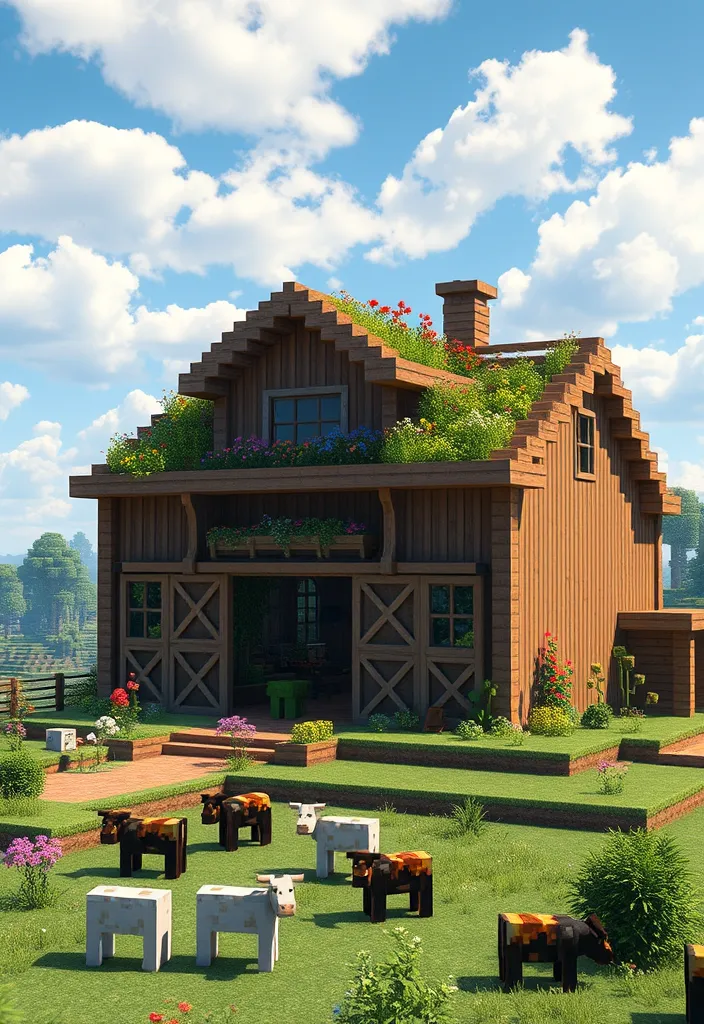 12 Must-See Minecraft Barn Ideas That Will Transform Your Game! - 10. The Barn with a Rooftop Garden