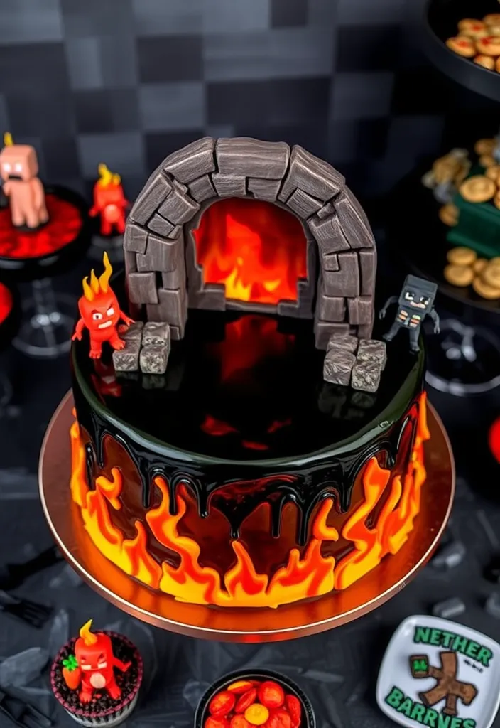Minecraft Blocky Cake Ideas: Nether Portal Cake