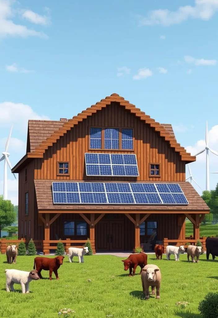 12 Must-See Minecraft Barn Ideas That Will Transform Your Game! - 9. The Barn with Solar Panels