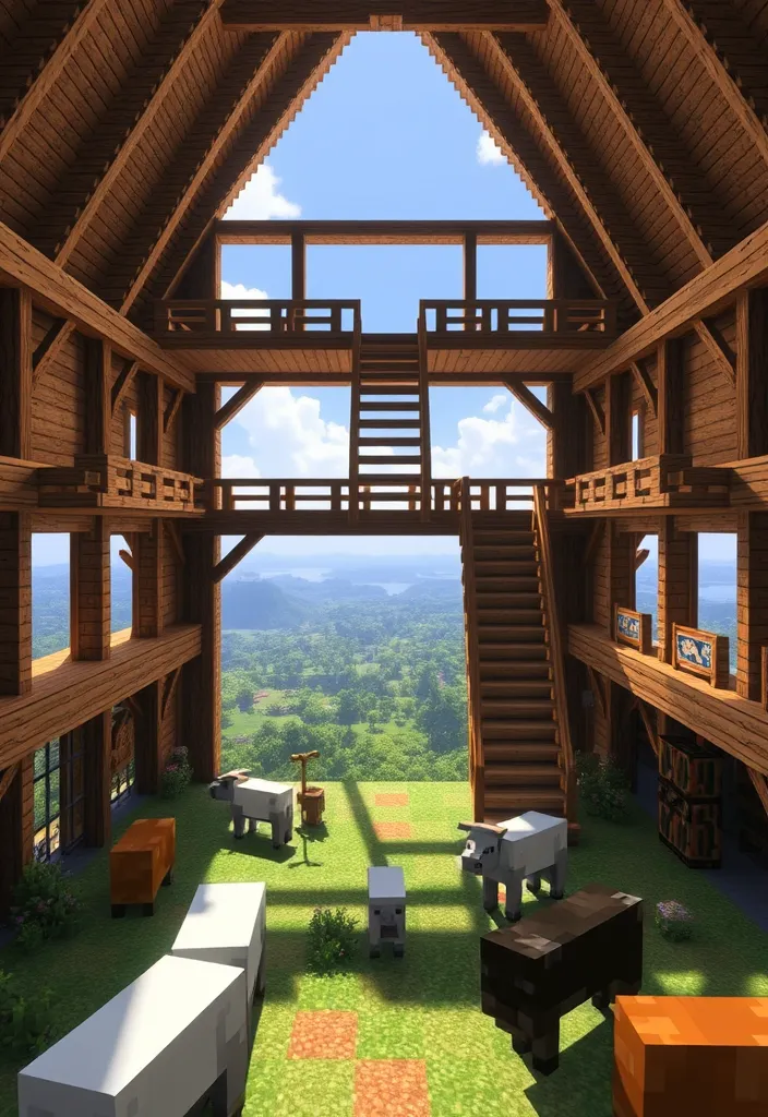 12 Must-See Minecraft Barn Ideas That Will Transform Your Game! - 11. The Barn with an Observation Deck