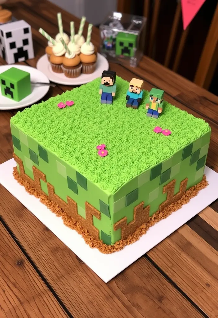 Minecraft Blocky Cake Ideas: Classic Grass Block Cake
