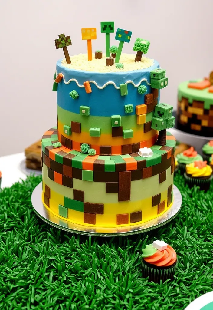 Minecraft Blocky Cake Ideas: Minecraft Biome Cake