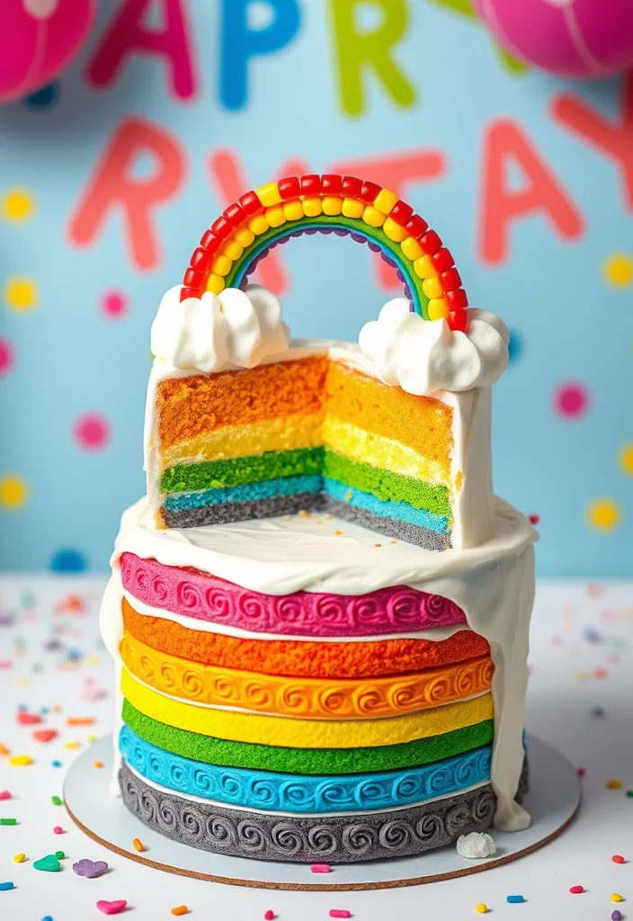 Minecraft Blocky Cake Ideas: Minecraft Rainbow Cake