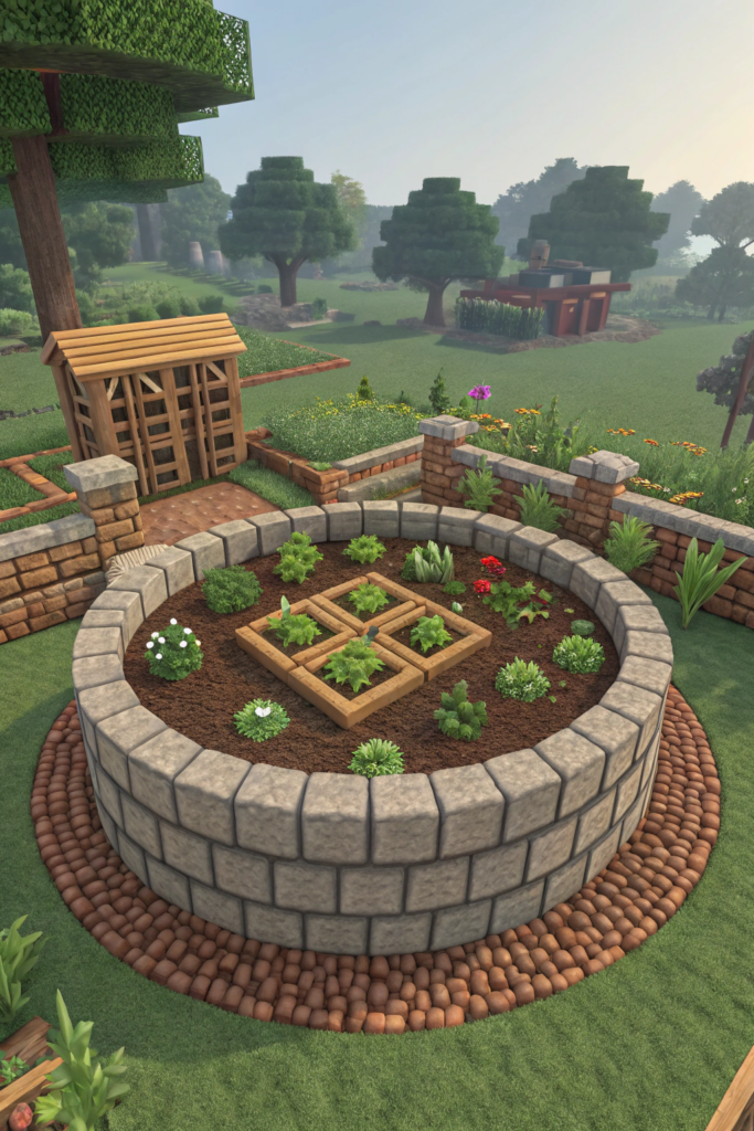 Minecraft Bed Garden Layouts Ideas: The Circular Haven