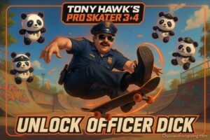 How to Unlock Officer Dick in Tony Hawk's Pro Skater 3+4 (All Panda Plushie Locations)