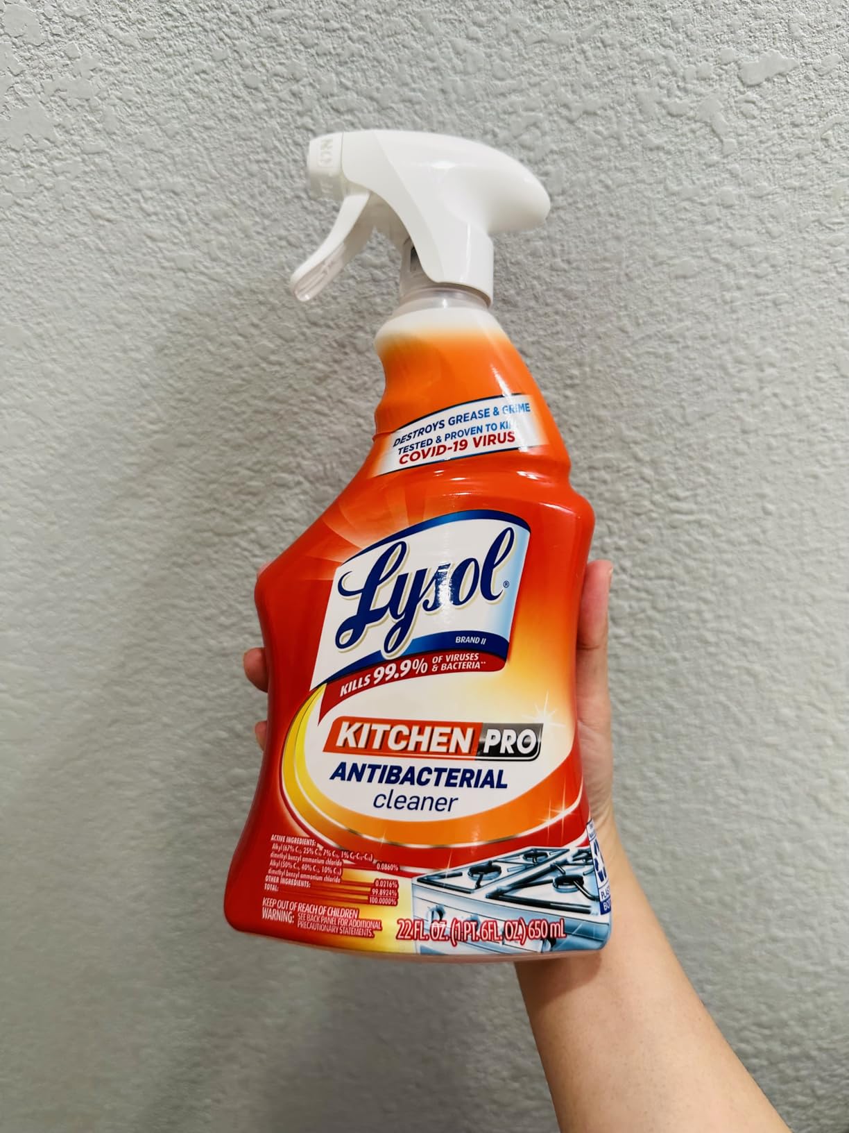 Lysol Pro Kitchen Spray Cleaner and Degreaser, Antibacterial All Purpose Cleaning Spray for Kitchens, Countertops, Ovens, and Appliances, Citrus Scent, 22oz Customer Review Lysol Pro Kitchen Spray Cleaner and Degreaser, Antibacterial All Purpose Cleaning Spray for Kitchens, Countertops, Ovens, and Appliances, Citrus Scent, 22oz - Customer Photo 1