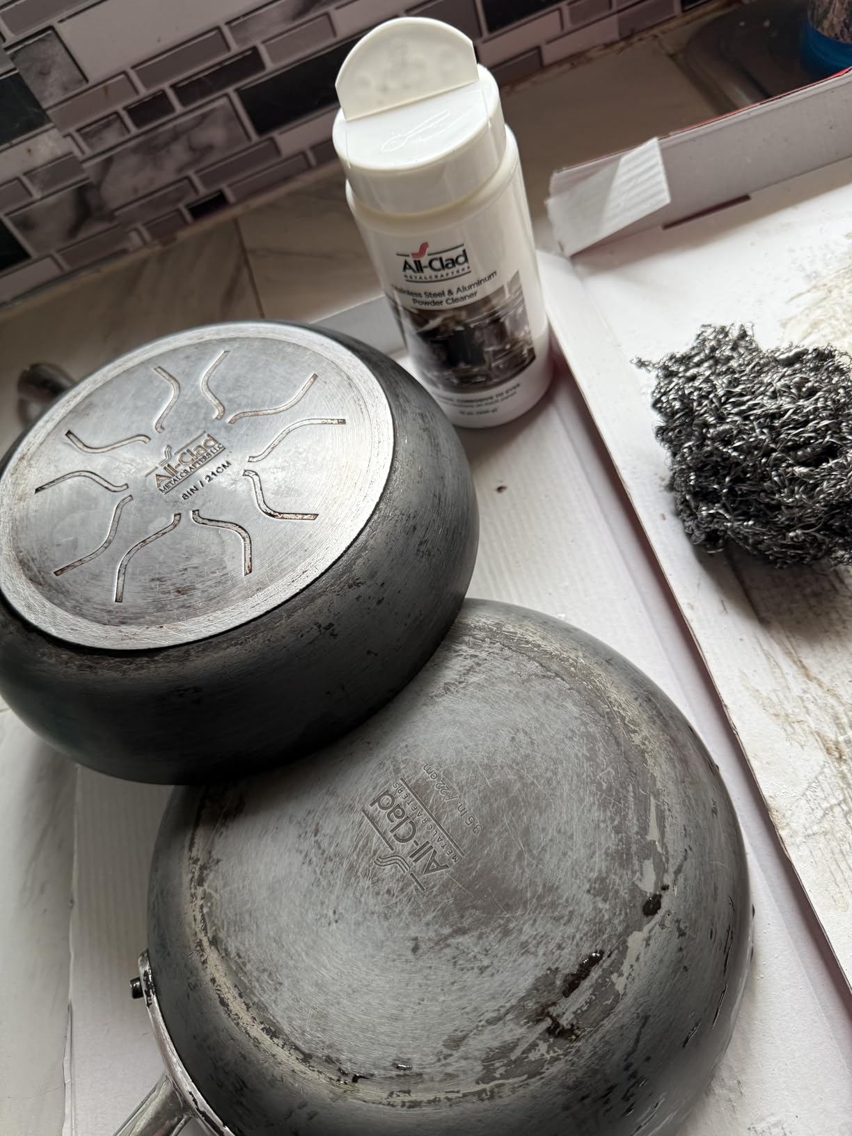 All-Clad Specialty Powder Stainless Steel Cleaner and Polish 12 Ounce Pots and Pans, Cookware White - Customer Photo 2