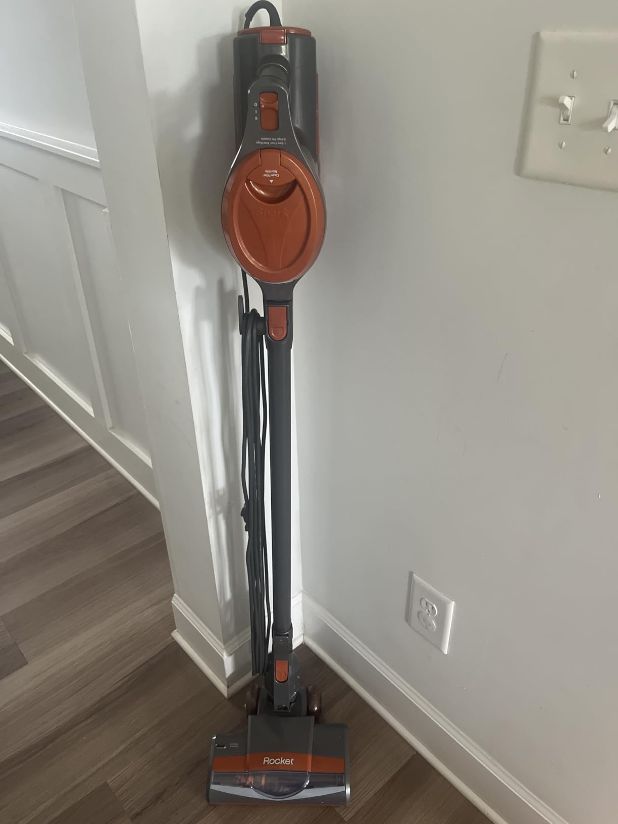 Shark Rocket Ultra-Light Corded Bagless Vacuum for Carpet and Hard Floor Cleaning with Swivel Steering (HV301), Gray/Orange - Customer Photo 2