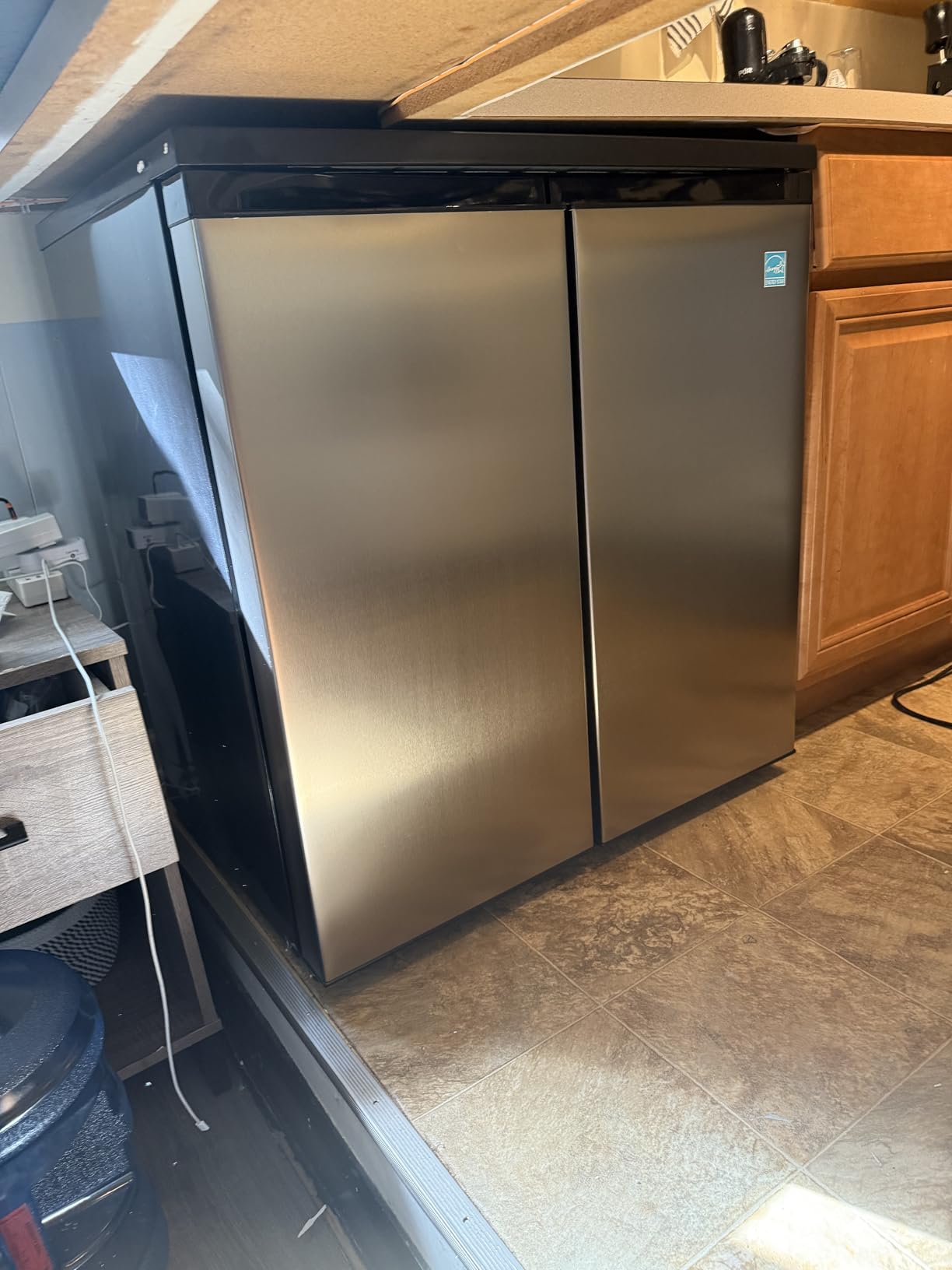 Avanti RMS551SS Mini Fridge Compact Side Refrigerator with Freezer for Home Office or Dorm, Features Dual Doors Glass Shelves and Adjustable Temperature Control, 5.5 cu.ft, Stainless Steel - Customer Photo 1