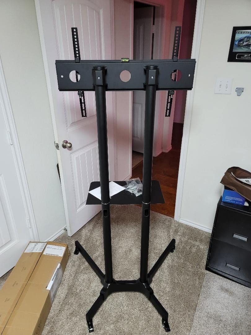 VIVO Mobile TV Cart for 32 to 83 inch Screens up to 110 lbs, LCD LED OLED 4K Smart Flat and Curved Panels, Rolling Stand with Laptop DVD Shelf, Locking Wheels, Max VESA 600x400, Black, STAND-TV03E - Customer Photo 2