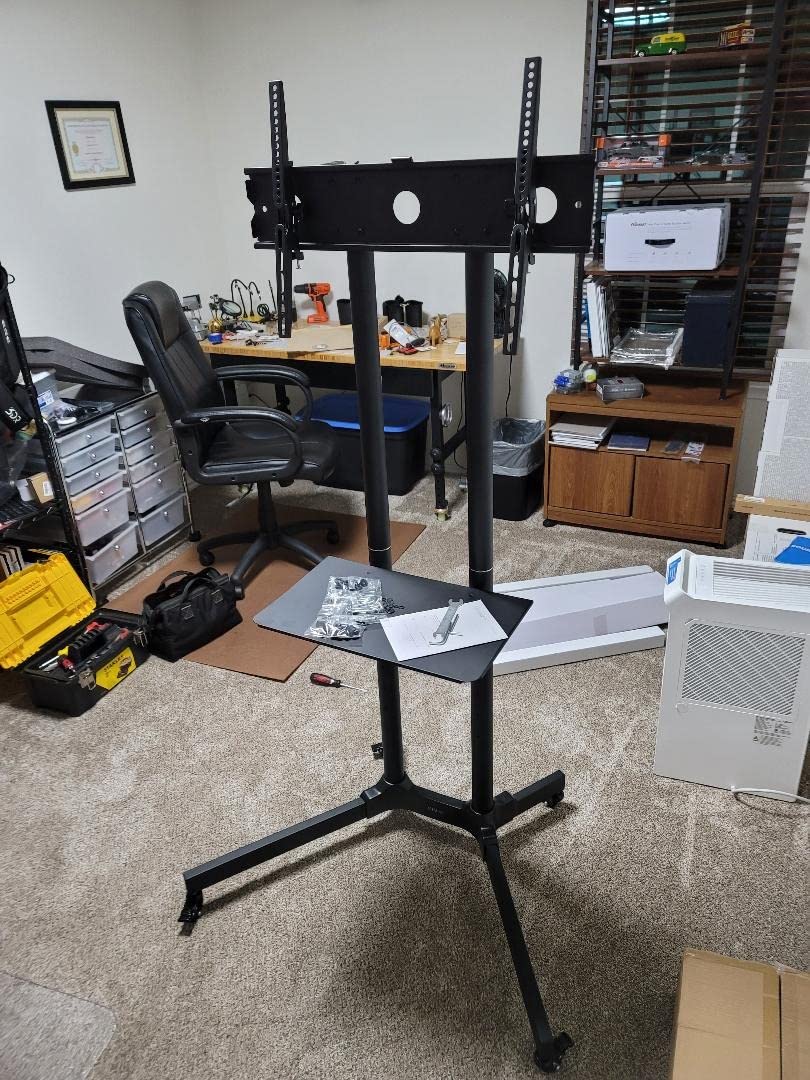 VIVO Mobile TV Cart for 32 to 83 inch Screens up to 110 lbs, LCD LED OLED 4K Smart Flat and Curved Panels, Rolling Stand with Laptop DVD Shelf, Locking Wheels, Max VESA 600x400, Black, STAND-TV03E - Customer Photo 3