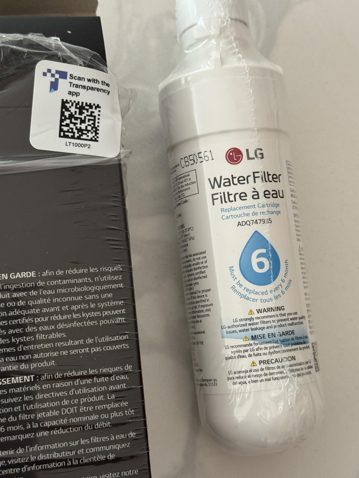 LG LT1000P - 6 Month / 200 Gallon Capacity Replacement Refrigerator Water Filter (NSF42, NSF53, and NSF401) ADQ74793501, ADQ75795105, AGF80300704, or AGF80300705 White - Customer Photo 2