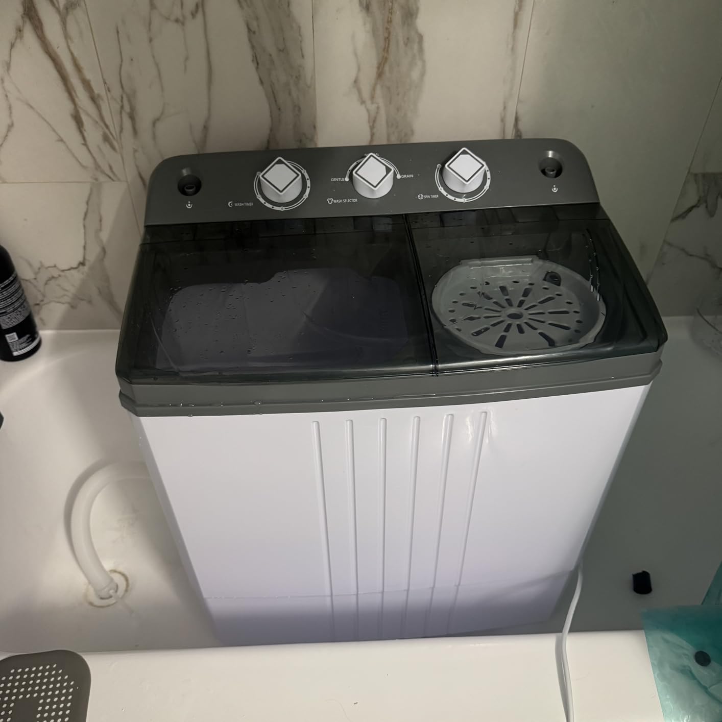 Giantex EP20313 Portable, 20lbs Capacity Combo, 12lbs Washer and 8lbs Spinner, Compact for Apartment RV, Gray & White Washing Machine - Customer Photo 1