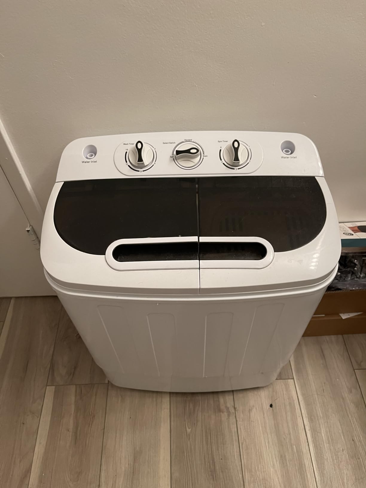 ZenStyle Small Washing Machine Twin Tub Top Load Washing Machine 13lbs w/Washer Spinner, Built-In Gravity Pump, 5.74 FT Power Cord Included for Dorms, Apartments, Small Spaces, Camping White+ Black Customer Review ZenStyle Small Washing Machine Twin Tub Top Load Washing Machine 13lbs w/Washer Spinner, Built-In Gravity Pump, 5.74 FT Power Cord Included for Dorms, Apartments, Small Spaces, Camping White+ Black - Customer Photo 1