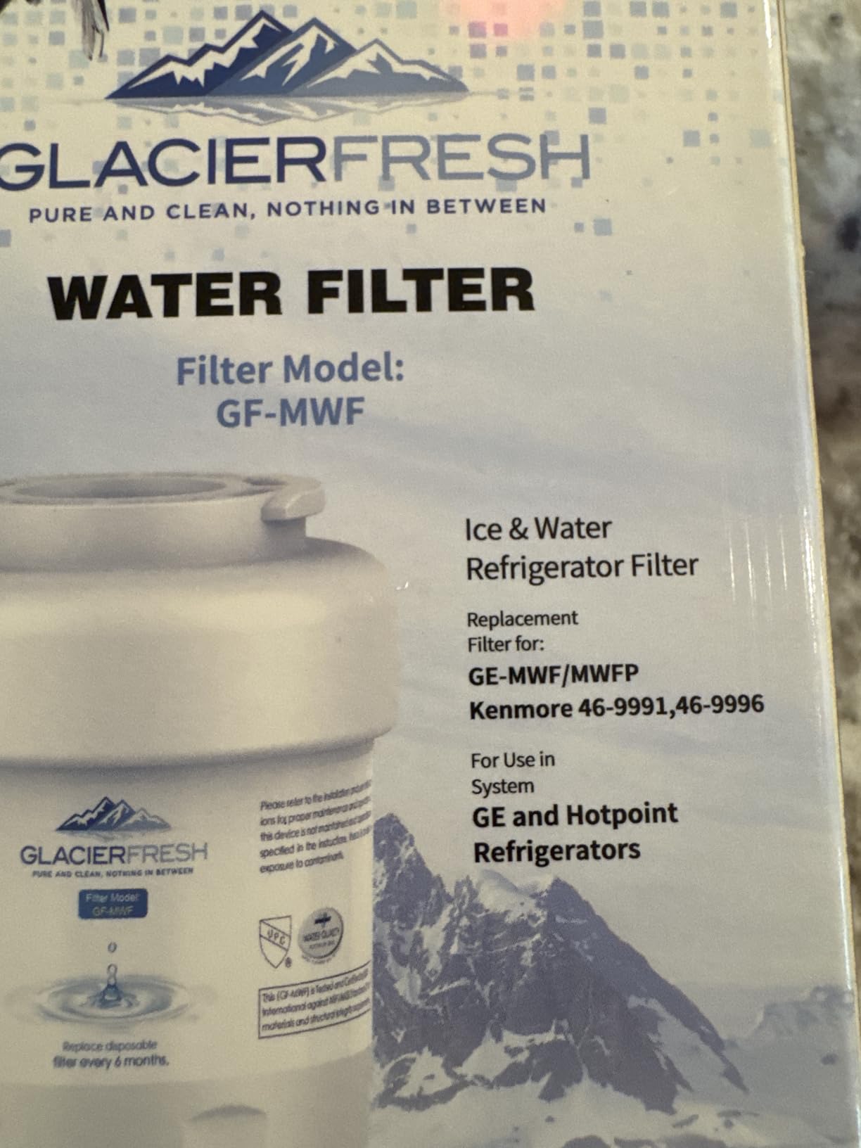 GLACIER FRESH Replacement for MWF Refrigerator Water Filters, SmartWater MWFP, MWFA, GWF, HDX FMG-1, WFC1201, RWF1060, 197D6321P006, Kenmore 9991, 1 Pack - Customer Photo 1