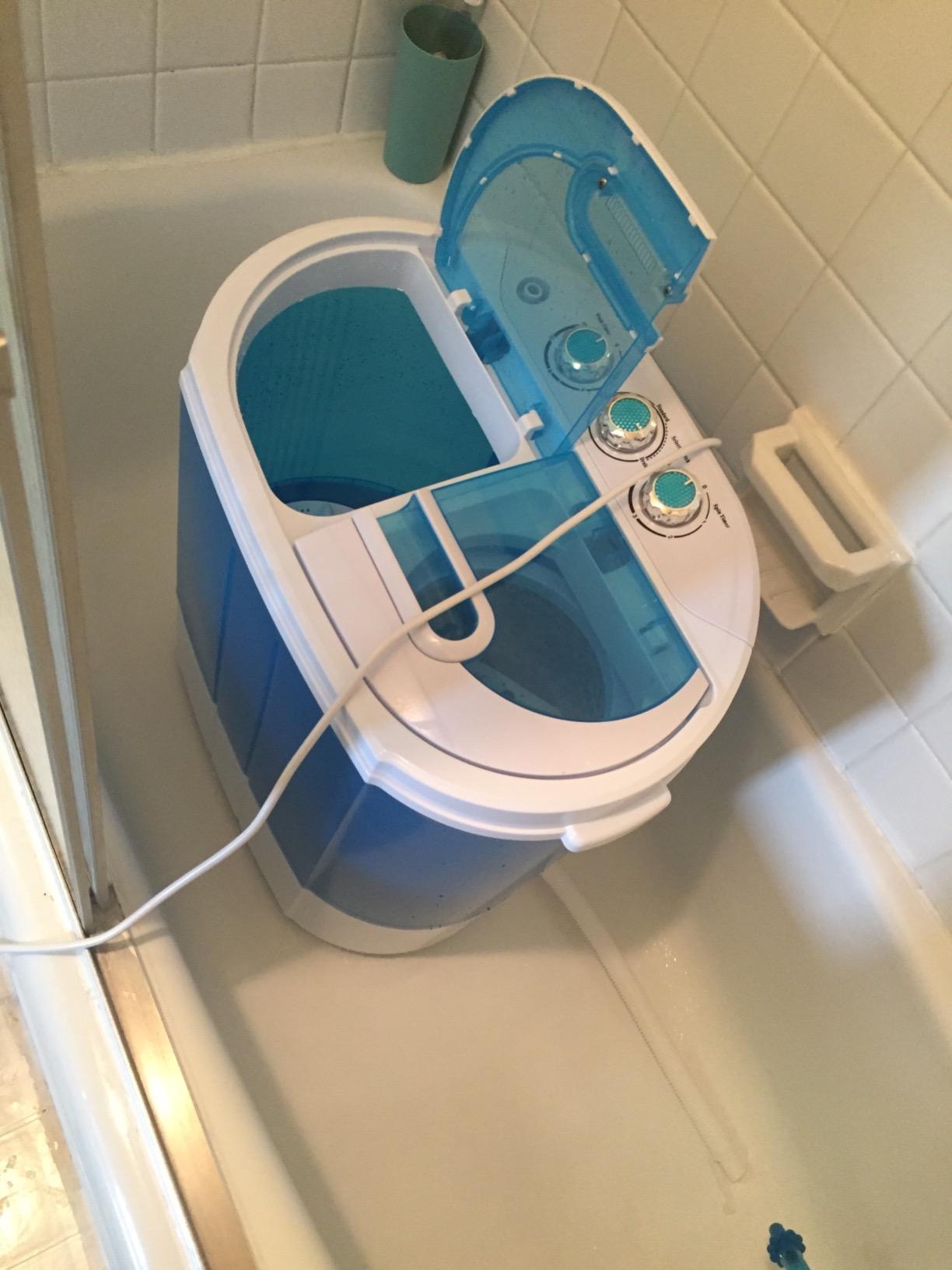 SUPER DEAL Small Portable Washing Machine 9.9lb Mini Compact Washer Twin Tub Laundry Machine Top Load Spinning and Washing Combo 6.57 FT Inlet Gravity Drain Hose - Customer Photo 1