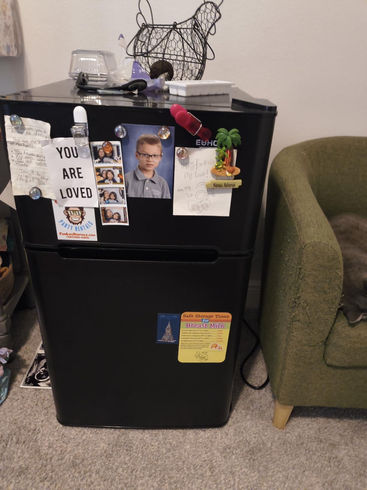 EUHOMY Mini Fridge with Freezer, 3.2 Cu.Ft Mini Refrigerator fridge, 2 door For Bedroom/Dorm/Office/Apartment - Food Storage or Cooling drinks, Silver - Customer Photo 2