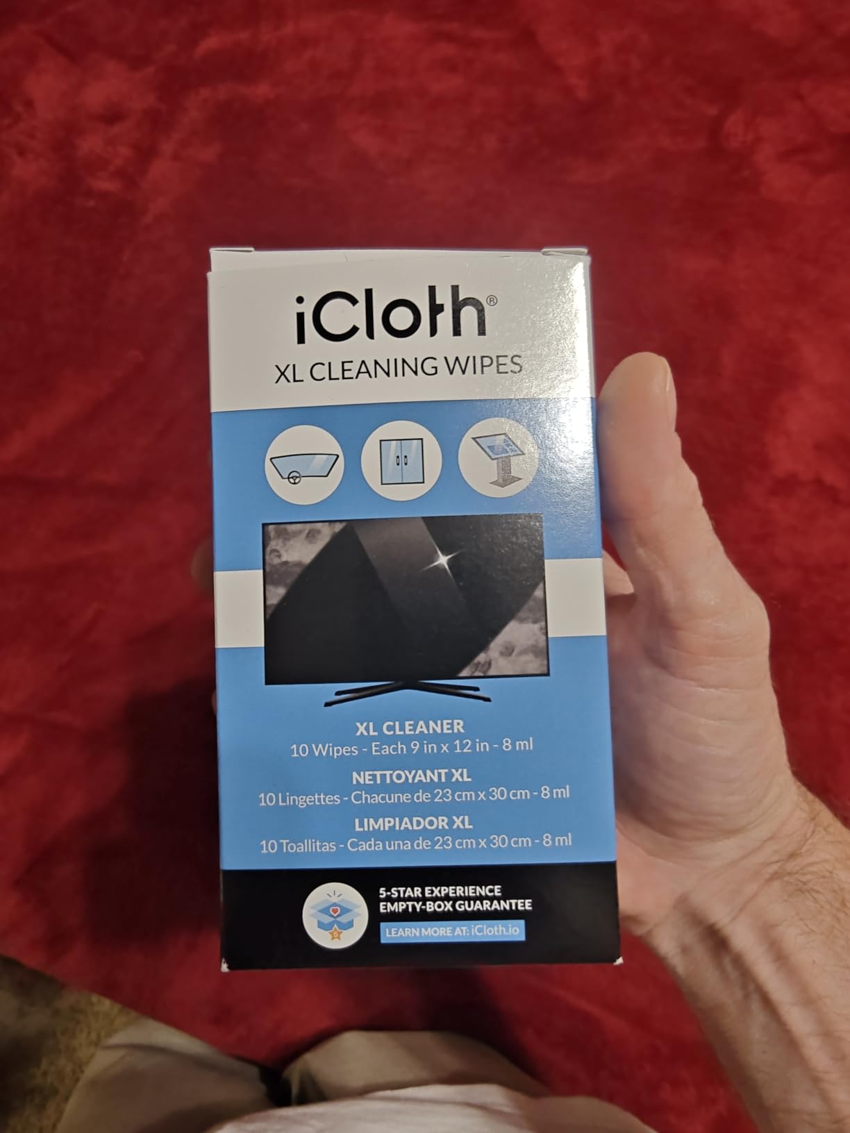 iCloth XL Screen Cleaning Wipes, Lint-Free and Streak-Free, Fast-Drying, Removes Dust, Fingerprints, and Smudges (24 XL Wipes) - Customer Photo 1