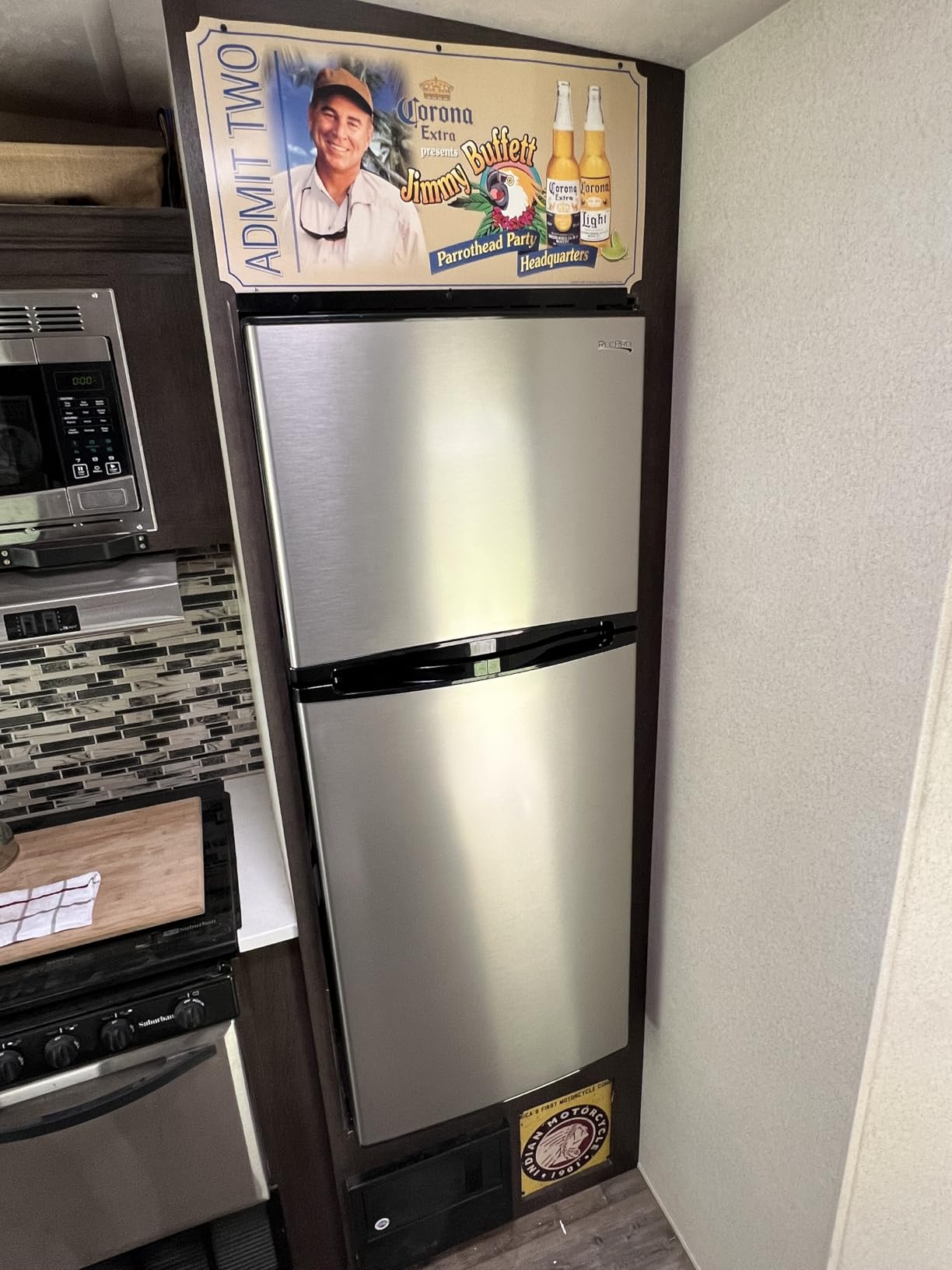 RecPro 10 Cu Ft 12V RV Refrigerator | Black Frost-Free Fridge with Freezer | Double Door, Adjustable Shelves, Reversible Door, Built-In Lock | 23.5