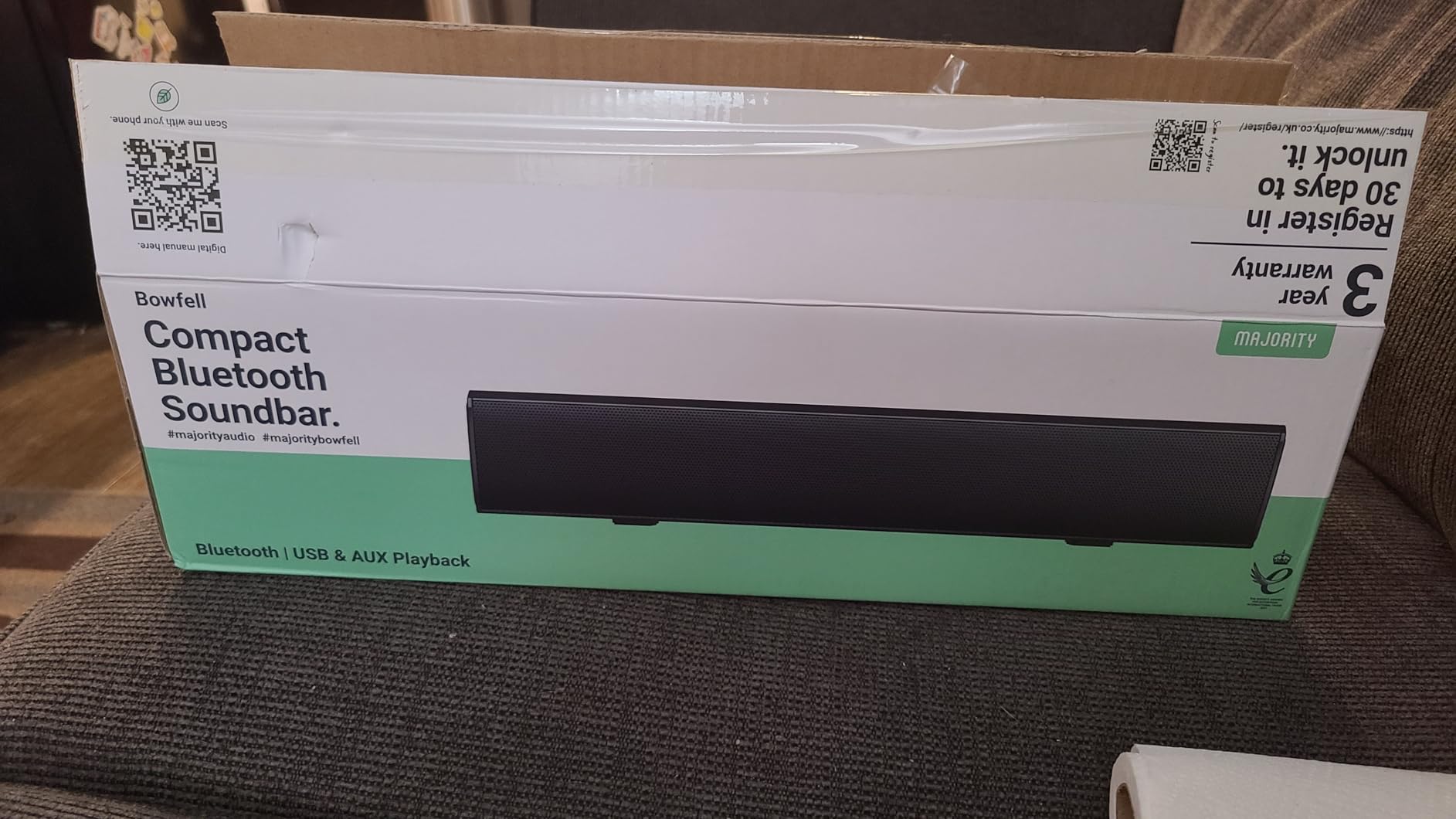 Majority Sound Bar for Smart TV, 50 Watts, 2.0 Bluetooth TV Sound Bar, 15 Inch Home Audio Sound Bars, Small Soundbar for TV and PC | AUX, RCA, Optical, USB | Gaming, Music, Movies - Bowfell Black - Customer Photo 1