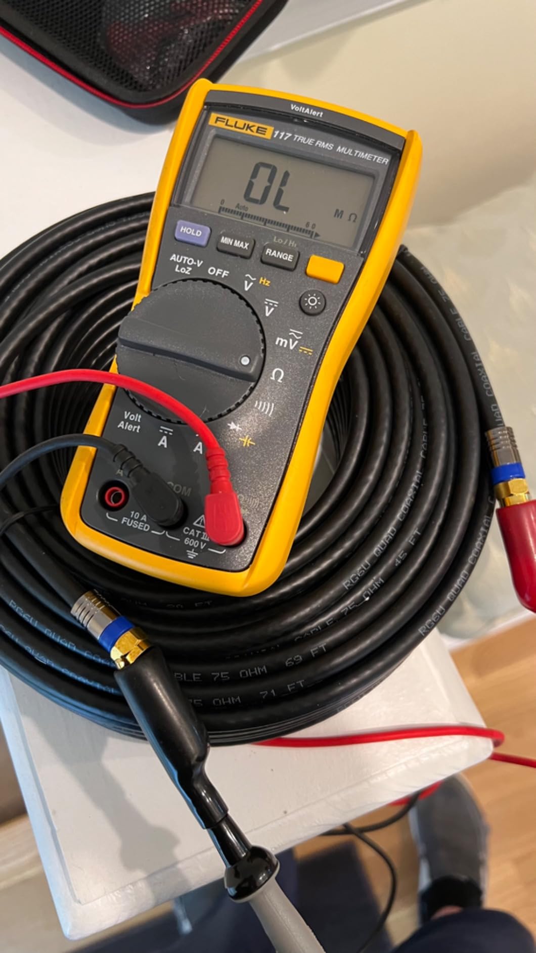 Cables Direct Online 100ft White Quad Shield RG6 Coaxial Cable, F Pin and BNC Extension Wire for Satellite Dish, Cable TV, Antenna - Digital HD 3GHz Coax Cord with Weatherproof Connectors - Customer Photo 1