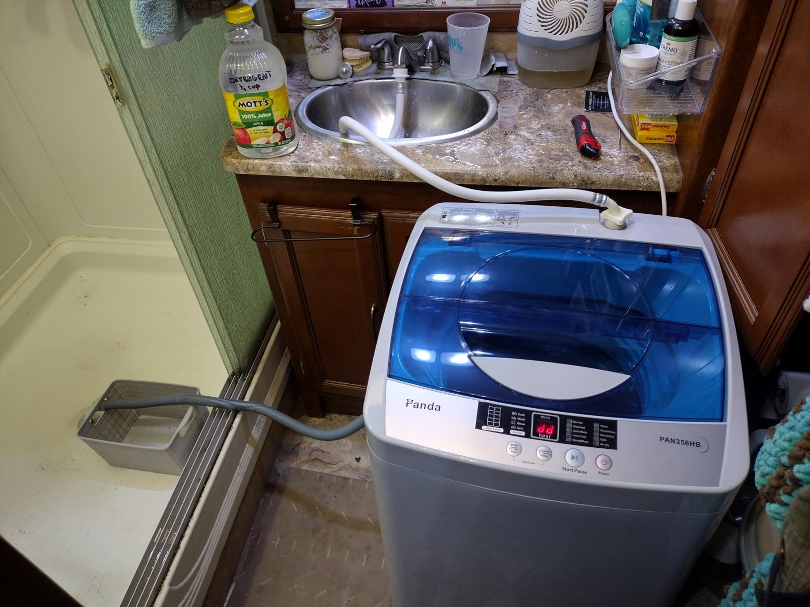 Panda 1.34 Cu.ft Portable Washing Machine, Fully Automatic Laundry Washer with Built-in Drain Pump, 10 LBS Load Volume, Top Load Clothes Washer for Apartment and Household, Blue Transparent Lid - Customer Photo 1