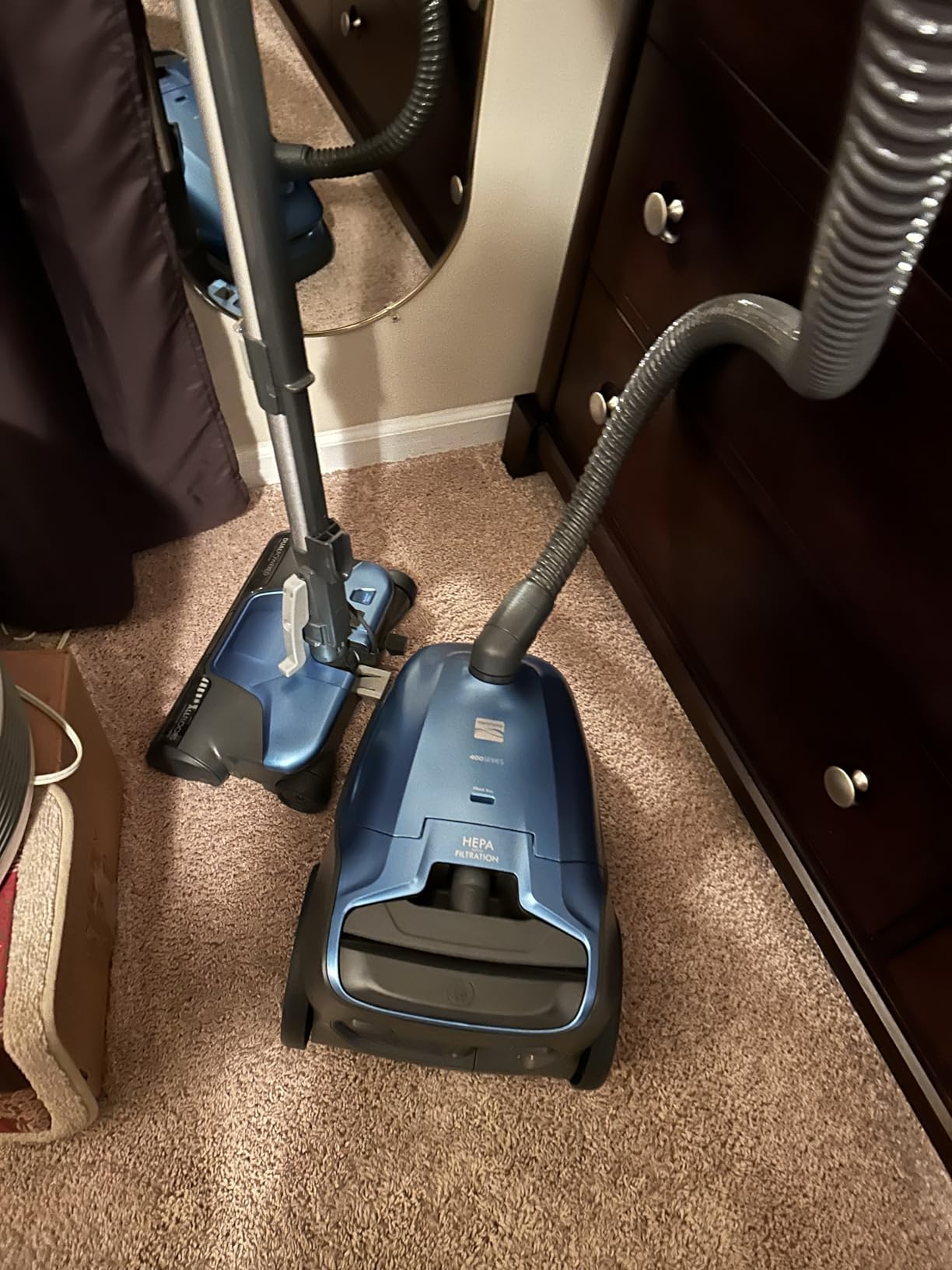 Kenmore 600 Series Pet Friendly Lightweight Bagged Canister Vacuum with Pet PowerMate, Pop-N-Go Brush, 2 Motors, HEPA Filter, Aluminum Telescoping Wand, Retractable Cord and 4 Cleaning Tools, Purple - Customer Photo 3