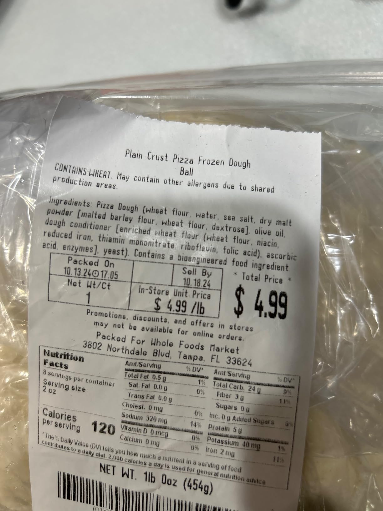 Whole Foods Market, Pizza Dough White Fresh Pack, 22 Ounce - Customer Photo 1