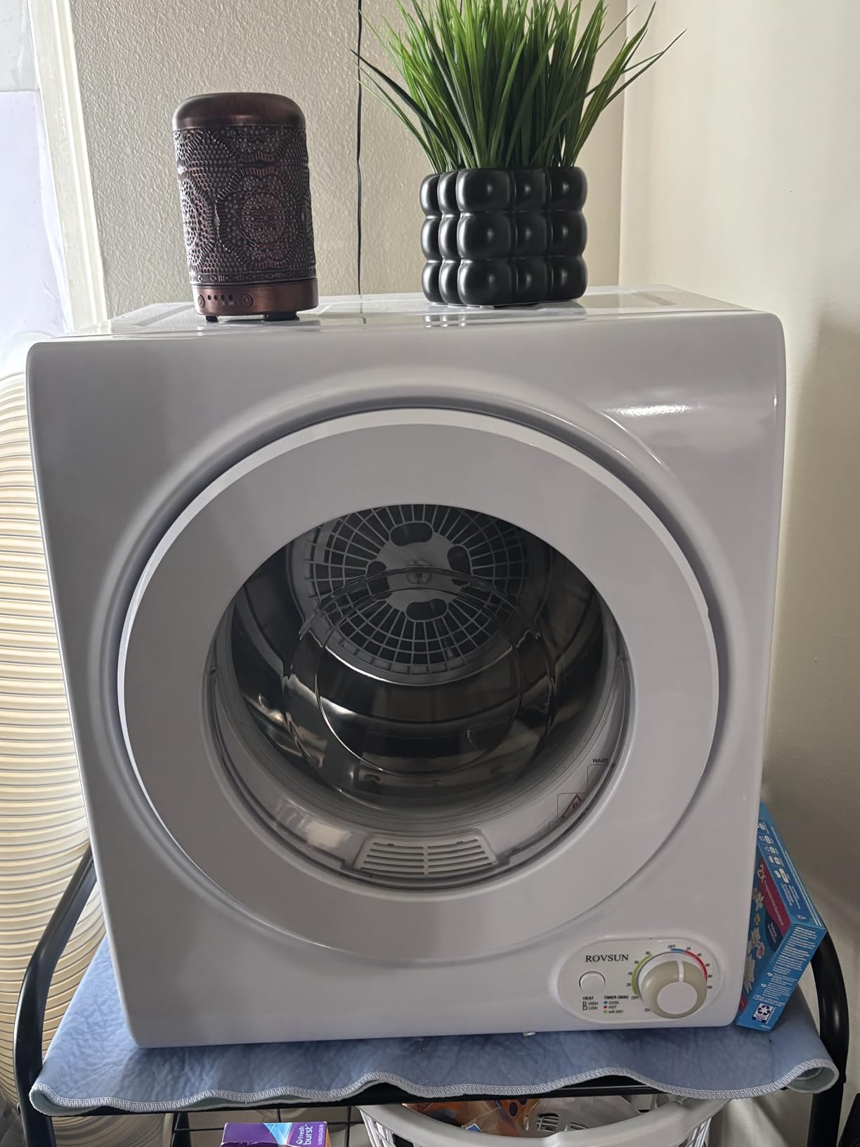 ROVSUN 110V Portable Clothes Dryer, High End Laundry Front Load Tumble Dryer Machine with Stainless Steel Tub & Simple Control Knob for Apartment, Dorm-850W, White - Customer Photo 1