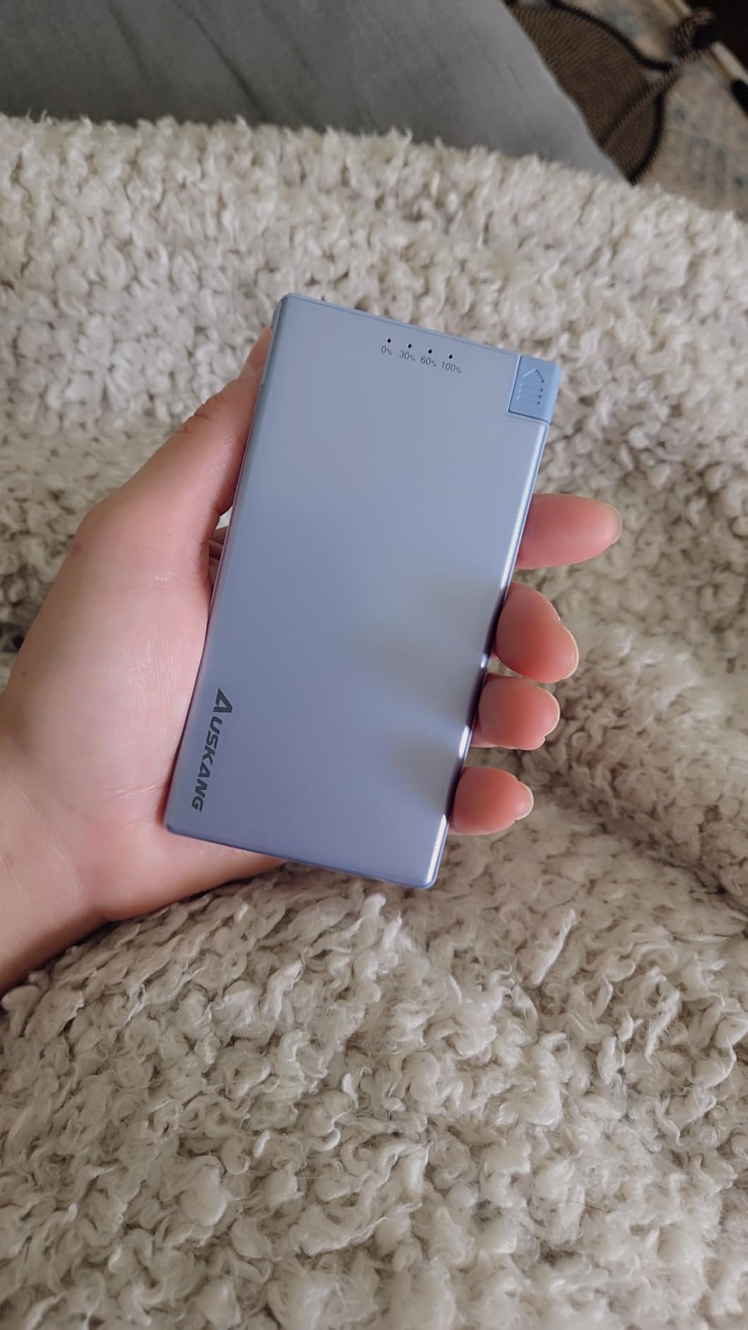 Auskang Slim Power Bank for Travel-5000mAh USB C Portable Charger Built in Cable- Airplane Safe Thin Battery Pack - Customer Photo 1