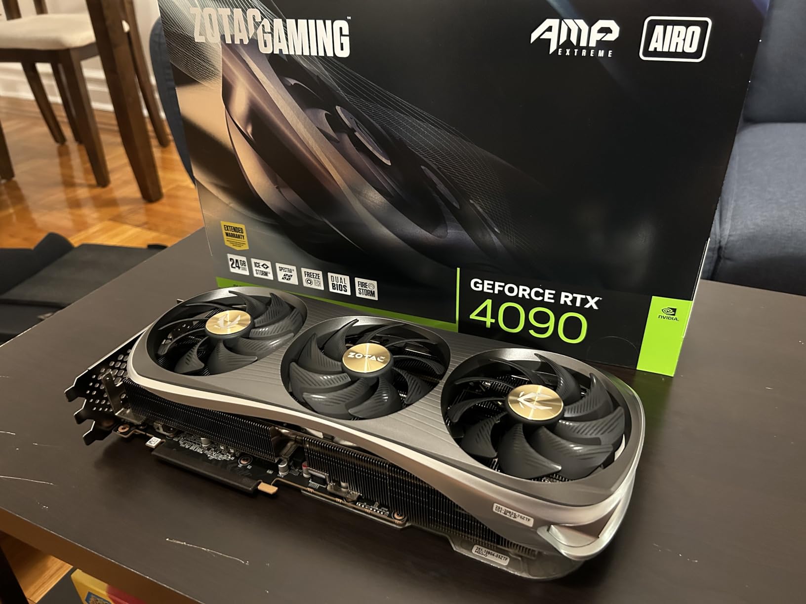 ZOTAC Gaming GeForce RTX 4090 AMP Extreme AIRO 24GB GDDR6X 384-bit 21 Gbps PCIE 4.0 Graphics Card, IceStorm 3.0 Advanced Cooling, Spectra 2.0 RGB Lighting, ZT-D40900B-10P Customer Review ZOTAC Gaming GeForce RTX 4090 AMP Extreme AIRO 24GB GDDR6X 384-bit 21 Gbps PCIE 4.0 Graphics Card, IceStorm 3.0 Advanced Cooling, Spectra 2.0 RGB Lighting, ZT-D40900B-10P - Customer Photo 2