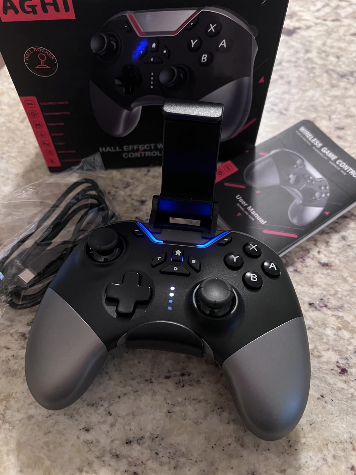 Bluetooth Controller for Switch/PC/iPhone/Android/Apple Arcade MFi Games/TV/Steam, Hall Effect Joysticks Wireless Game Controller - Customer Photo 1