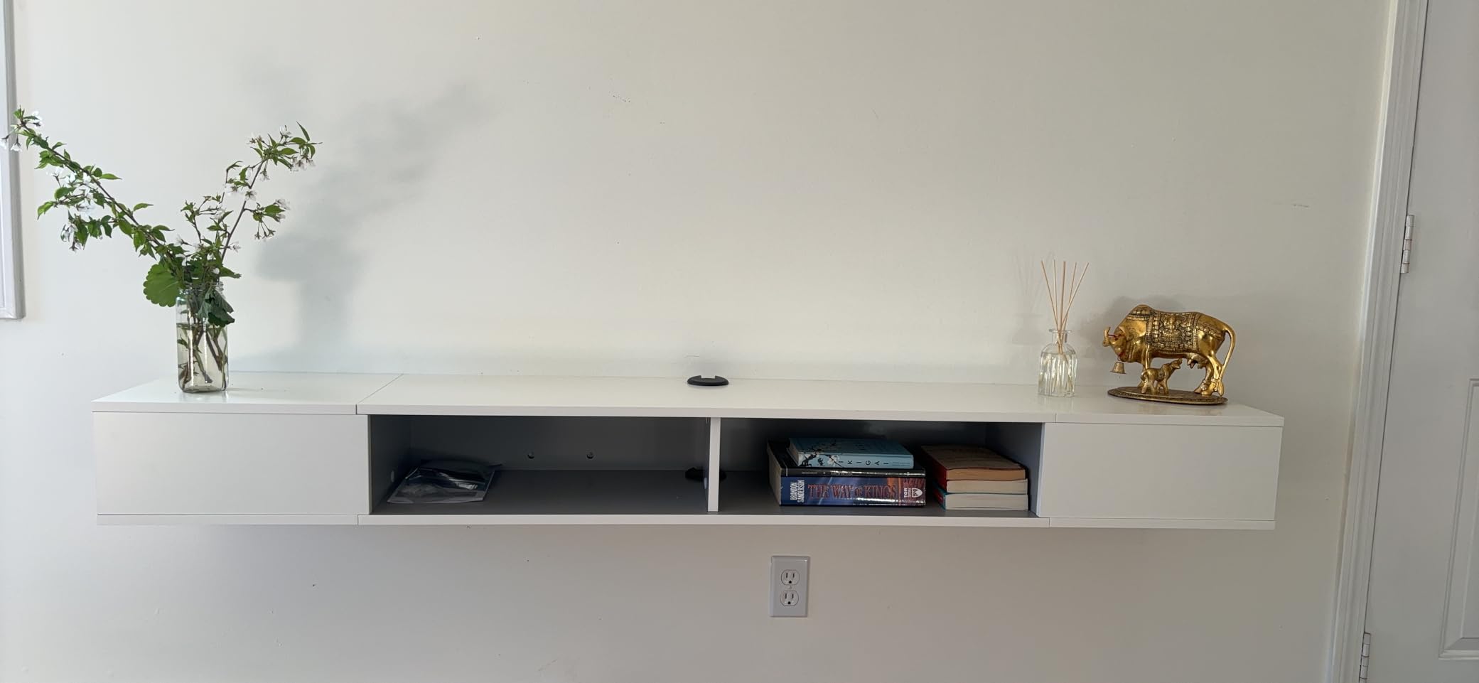 WAMPAT 70 inch Black Floating TV Stand, Entertainement Center Wall Mount for 75 inch TV, Media Console for Under TV with Storage for Living Room - Customer Photo 3