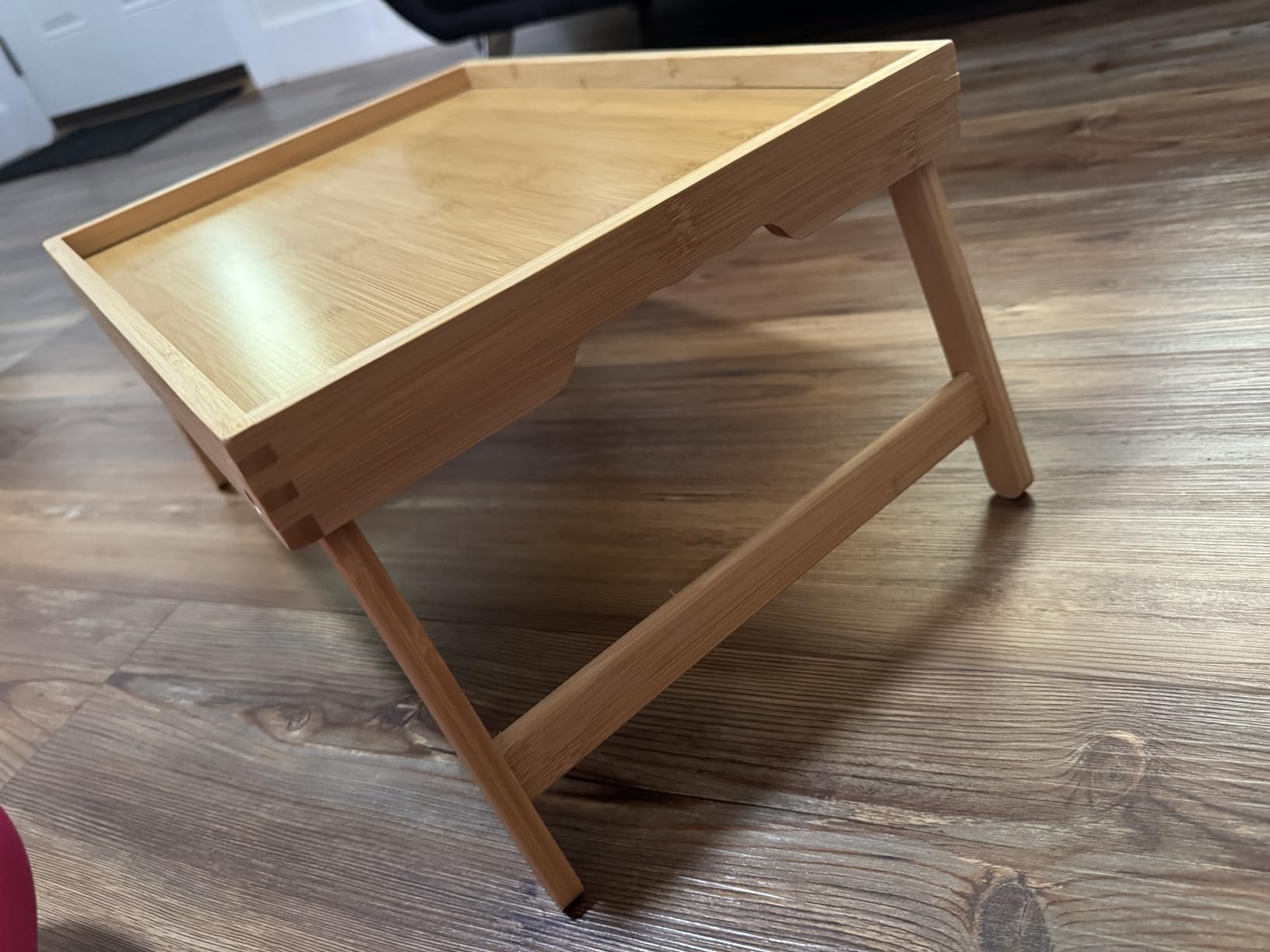 Artmeer Bed Tray Table with Folding Legs,Bamboo Breakfast in Bed for TV Table, Laptop Computer Tray,Eating,Snack Tray(Bamboo) Customer Review Artmeer Bed Tray Table with Folding Legs,Bamboo Breakfast in Bed for TV Table, Laptop Computer Tray,Eating,Snack Tray(Bamboo) - Customer Photo 1