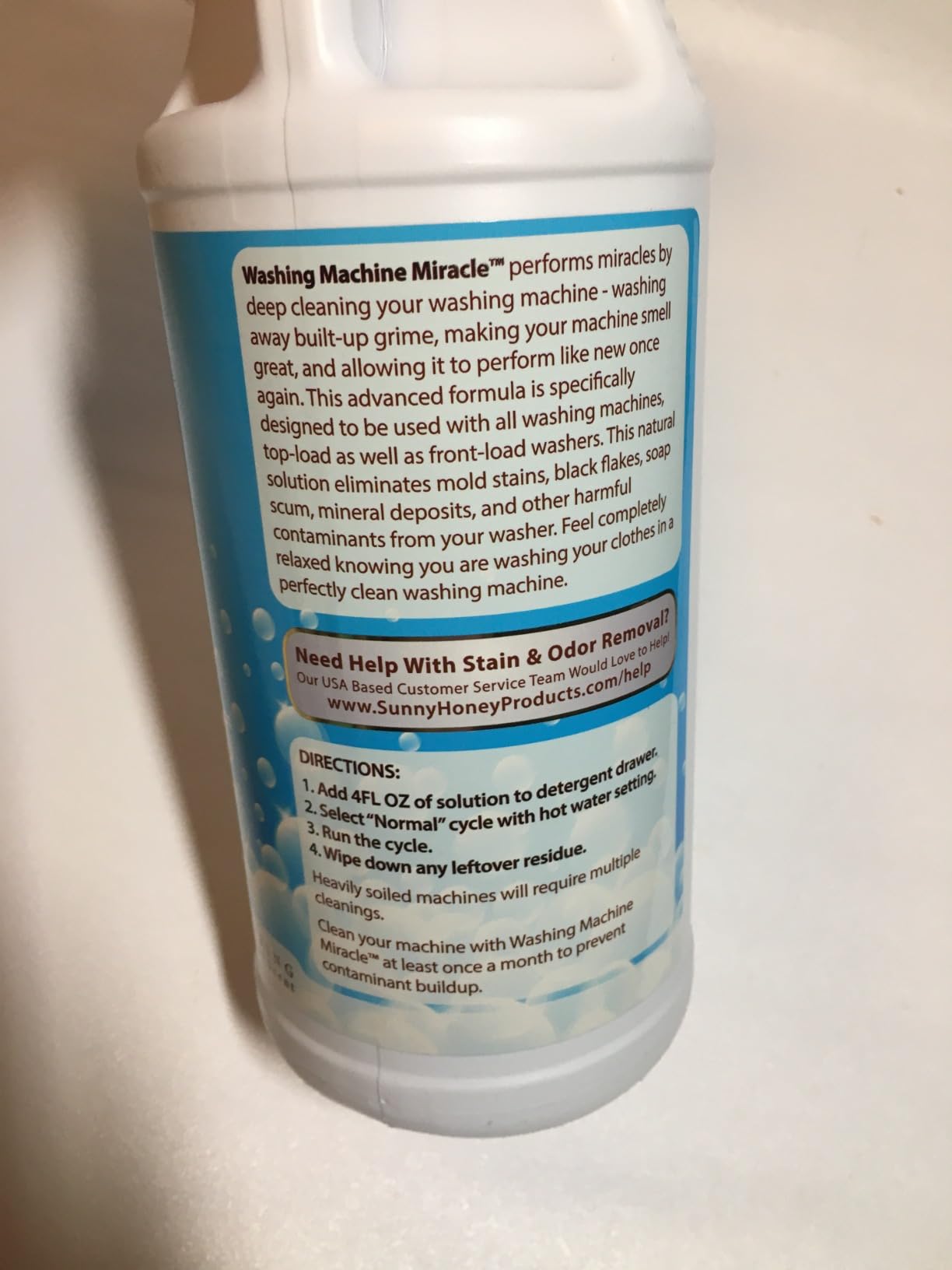 Sunny & Honey Liquid Washing Machine Cleaner & Deodorizer - Top & Front Load Washer Cleaner - 32 fl oz Washing Machine Deodorizer - Laundry Supplies - Customer Photo 1