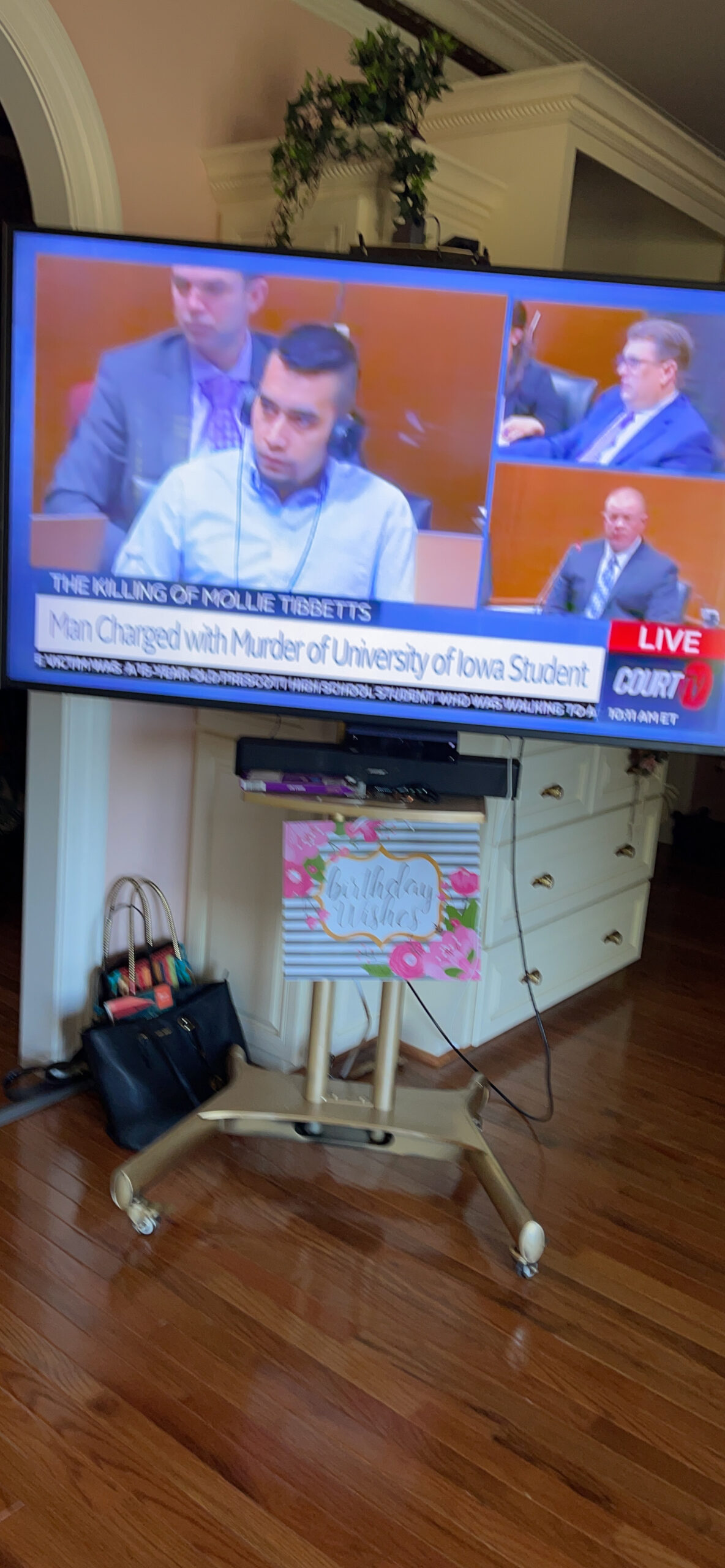 ONKRON Mobile TV Stand on Wheels for 32-75 Inch TVs, max Load up to 132 lbs, Height Adjustable TV Stand Portable, VESA 200x200-600x400, Rolling TV Cart with Shelf/TV Moving Stand Black - Customer Photo 2