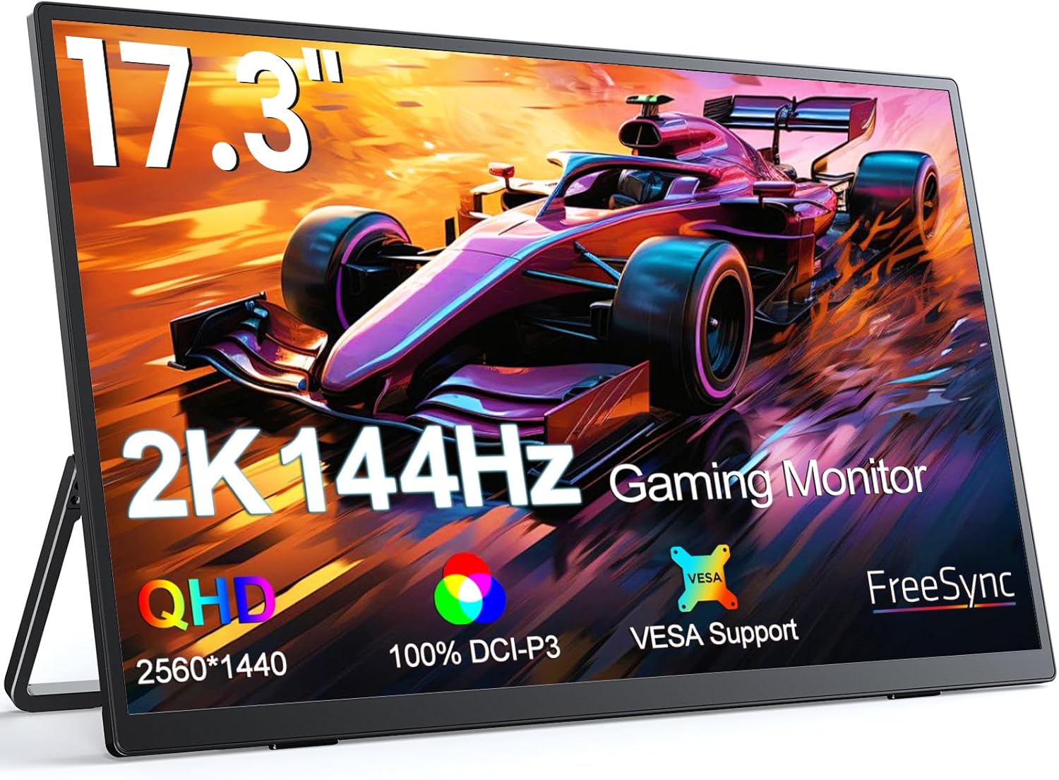 UPERFECT 2K 144Hz Portable Monitor 17.3 Inch 2560x1440P Portable Gaming Monitor Travel Monitor for Laptop HDR IPS Screen with VESA, Kickstand, Dual Speakers for PC Phone Game Console Steam Deck - UPERFECT