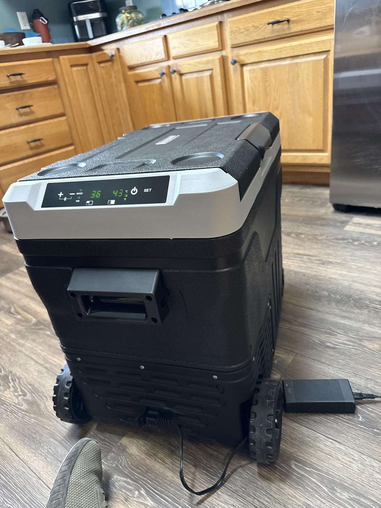 EUHOMY 12 Volt Refrigerator, 53QT(50L) Electric Cooler, Portable Freezer 12V/24V DC 100-240V AC, 12V Fridge -4℉~68℉, 12V Cooler with Wheels & 2 Baskets for Travel, Truck, Boat, Camping - Customer Photo 2