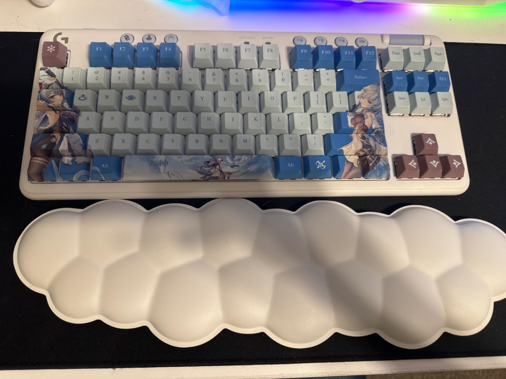Glacier Genshin Impact Keycaps Full Set for Mechanical Keyboard, Cherry Profile PBT Dye-Sublimation, Compatible with 60%/65%/75%/80%/96%/100% Layout, Free Keycaps Puller Included (Xiao) - Customer Photo 1