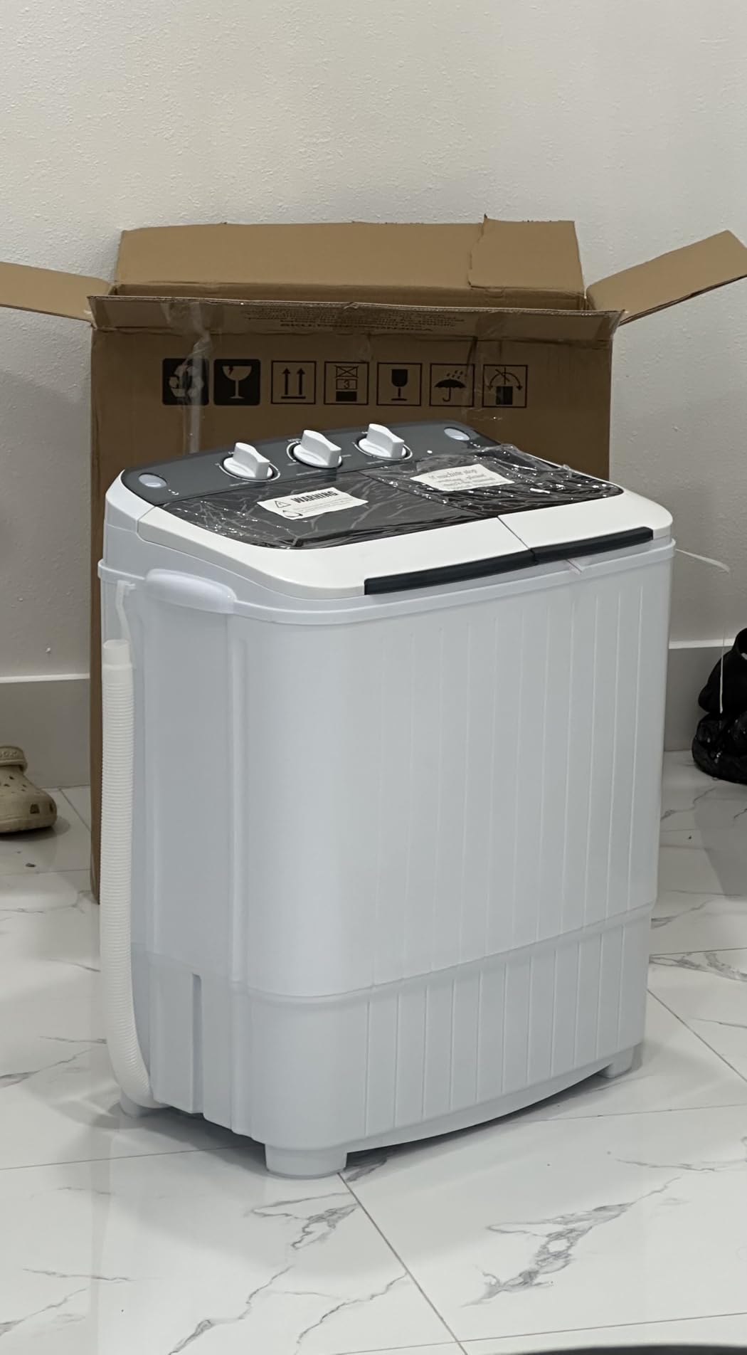 Superday Portable Washing Machine, 2 In 1 Small Washing Machine and Spin Dryer Combo, 17.6lbs Compact Mini Twin Tub Laundry Machine for Camping, Apartments, Dorms, College Rooms, RV, Delicates, Grey - Customer Photo 1