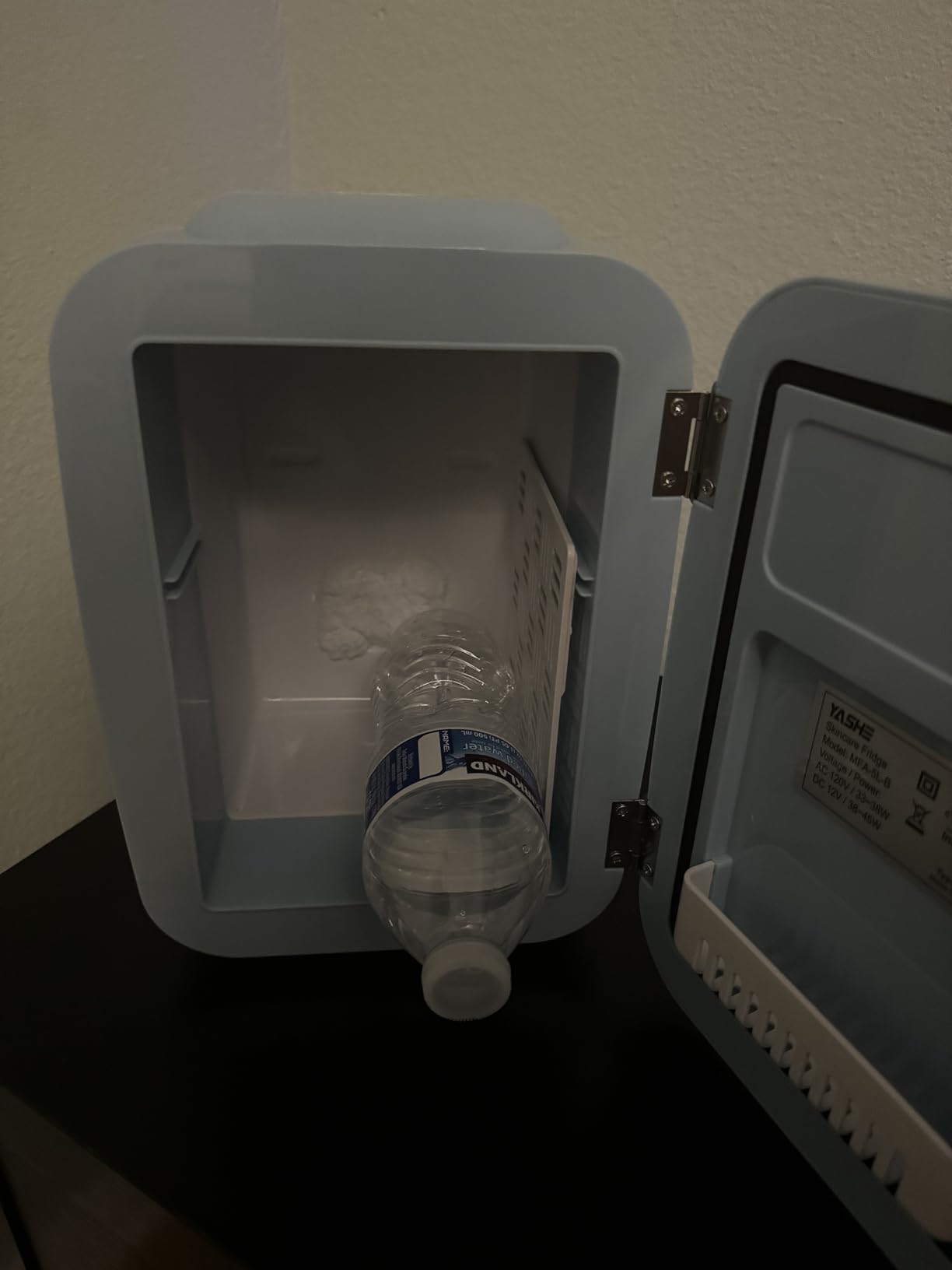 YASHE Skincare Fridge Mini Fridge for Bedroom with Dimmable LED Mirror, 4Liter/6 Cans Cooler and Warmer for Makeup, Cosmetic, Beauty, Portable Refrigerator for Bedroom, Vanity, Office and Car- White - Customer Photo 3